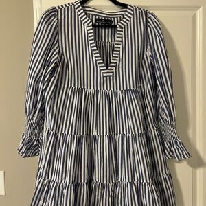 Pomander Place Blue and White Striped Top